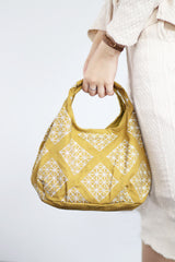 LINK, Mini Round Bag, ‐ Diamond Pattern Mustard, Kyoto, Kurochiku